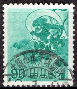 風神90円青緑の分室局櫛型印