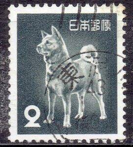 旧秋田犬2円の昭和43年1月1日の東淀川局和文機械印