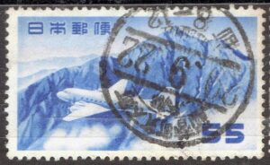 立山航空55円のD欄県名入り京都両替町丸太町局櫛型印